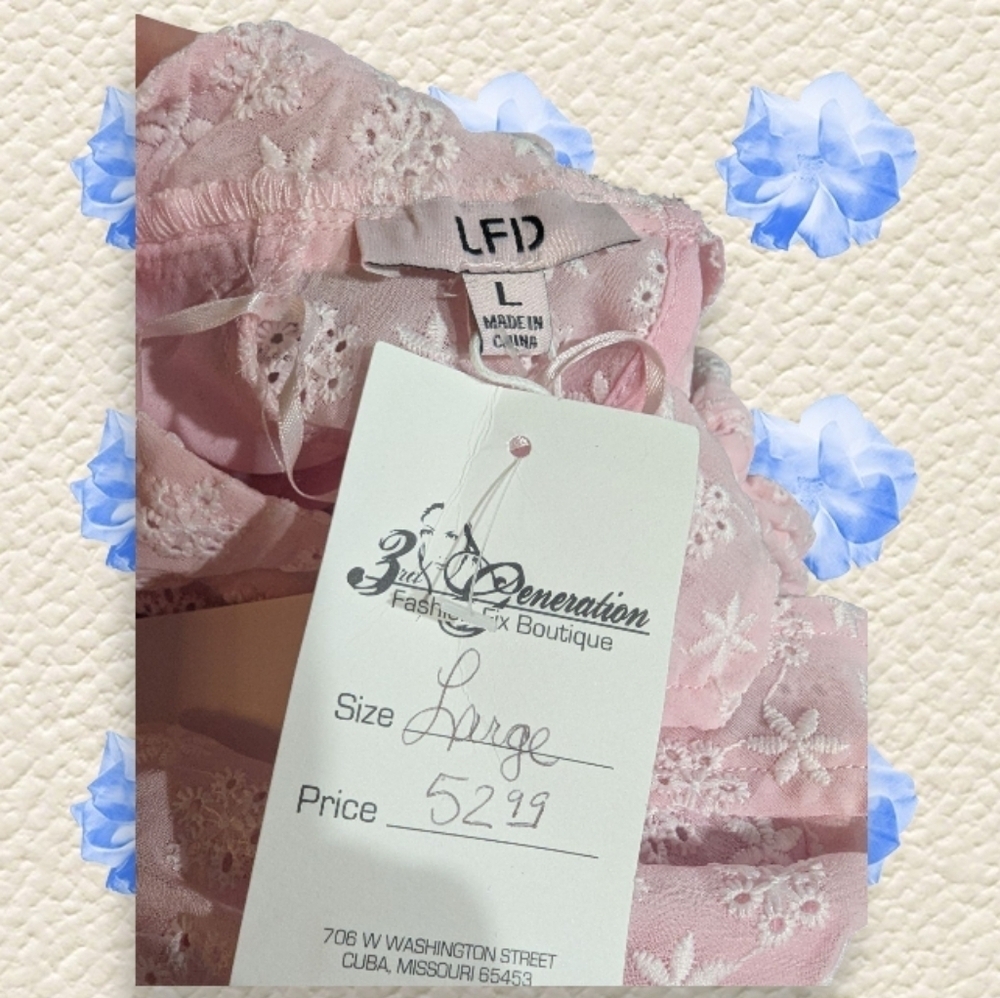 NWT LFD Pink Ruffled Women's Top Size Large - Picture 13 of 14